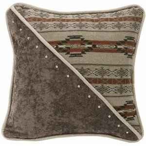 Pillow Home Decorative Silverado Fabric Print Leather Piping